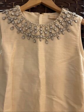 Tory Burch Ivory Beautiful  Dress with Beaded Neckline. Brand New Never Worn